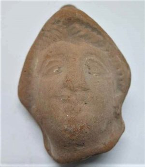 Genuine Antique Roman head pottery found in Israel 4th century CE. Stand is not included in price. Dimension 5.2 cm X 7.6 cm X 3.6 cm.