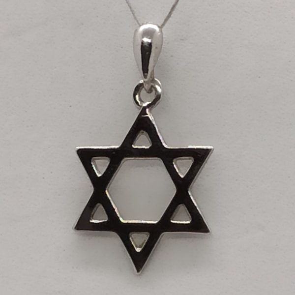 14 Carat gold Magen David star white gold traditional classic star shape handmade.  Dimension 1.5 cm X 2.6 cm X 0.6 cm approximately.