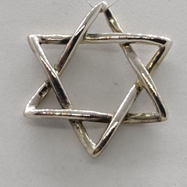 A simple contemporary Magen David star pendant entangled, handmade entangled sterling silver wires forming a classic star.
