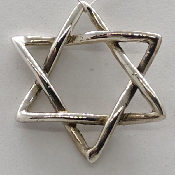 A simple contemporary Magen David star pendant entangled, handmade entangled sterling silver wires forming a classic star.