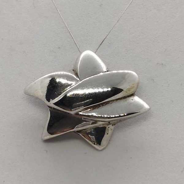 Handmade sterling silver contemporary design Magen David star dove shape shiny   silver original design. Dimension 2.9 cm X 2.3 cm X 0.5 cm.