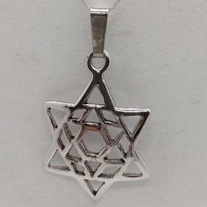 Contemporary 14 carat Yellow gold pendant Elat stone oval star of David set with Elat stone 1.3 cm X 1.8 cm X 0.25 cm approximately. 