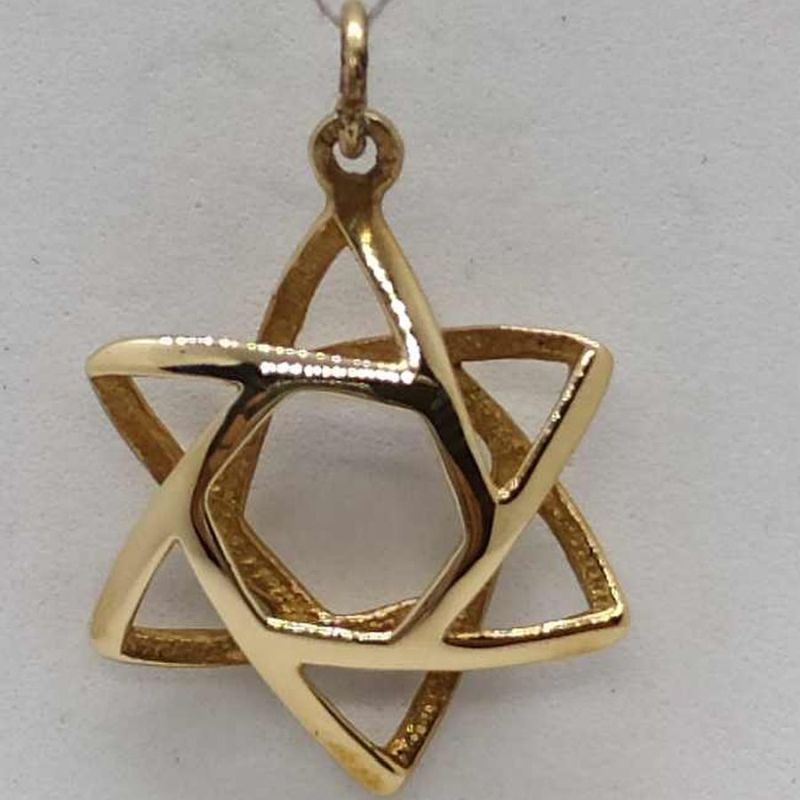 Diamond Jewish Star David Pendant Necklace 14k Yellow Gold 1.05ct - AD1831