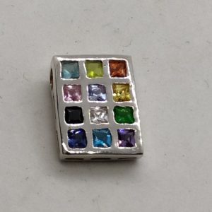 Handmade pendant sterling silver Hoshen breast plate Zircon bears stones symbolizing the twelve tribes of Israel. Dimension 1.2 cm X 1.4 cm X 0.3.