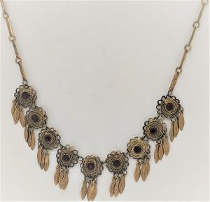 intage Necklace Sterling Silver Filigree Garnets handmade. Yemenite jeweler made this very fine vintage Yemenite filigree handmade in early 1950's.