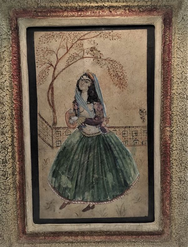 Vintage Water Color Painting Middle East. Water color hand painting from the middle est , early 20th century describing a half naked woman dancer.