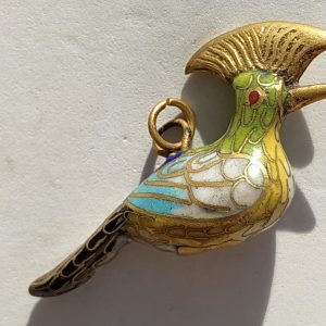 Silver Pendant Hoopoe Bird handmade and enameled. Sterling silver gold plated pendant with cloisonné enamel Hoopoe bird. Dimension 4.7 cm X 2.1 cm X 1.1 cm.
