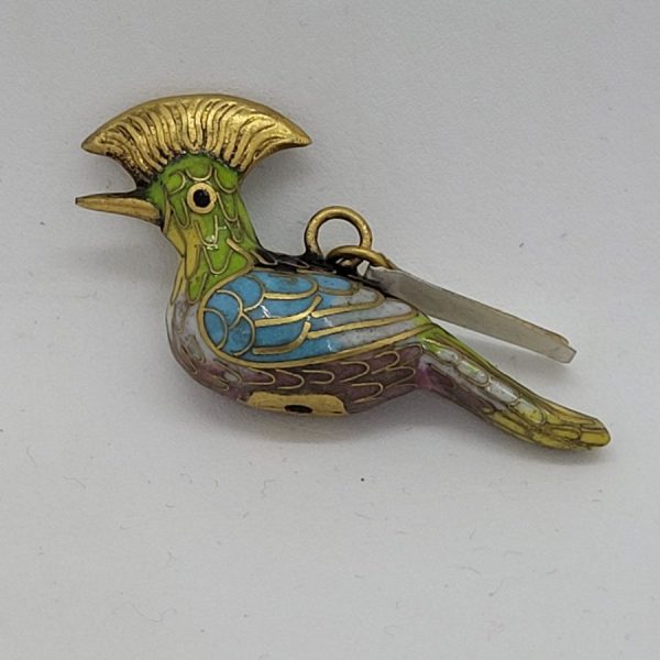 Silver Pendant Hoopoe Bird handmade and enameled. Sterling silver gold plated pendant with cloisonné enamel Hoopoe bird. Dimension 4.7 cm X 2.1 cm X 1.1 cm.