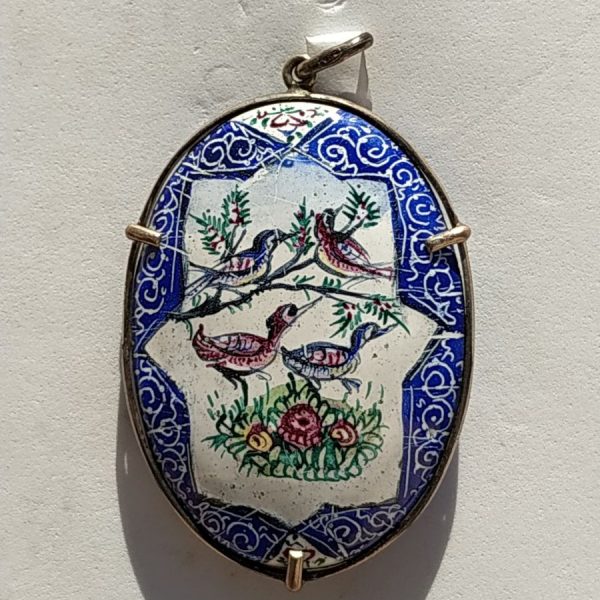 Vintage Silver Pendant Birds Enameled handmade double sides. Handmade sterling silver pendant set with hot enamel . Dimension 3.3 cm X 4.6 cm X 0.8 cm.