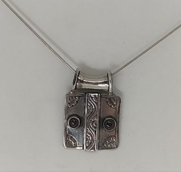 Necklace Silver Contemporary Owl handmade. Handmade sterling silver Snake chain and abstract owl design set with 2 agate stones.