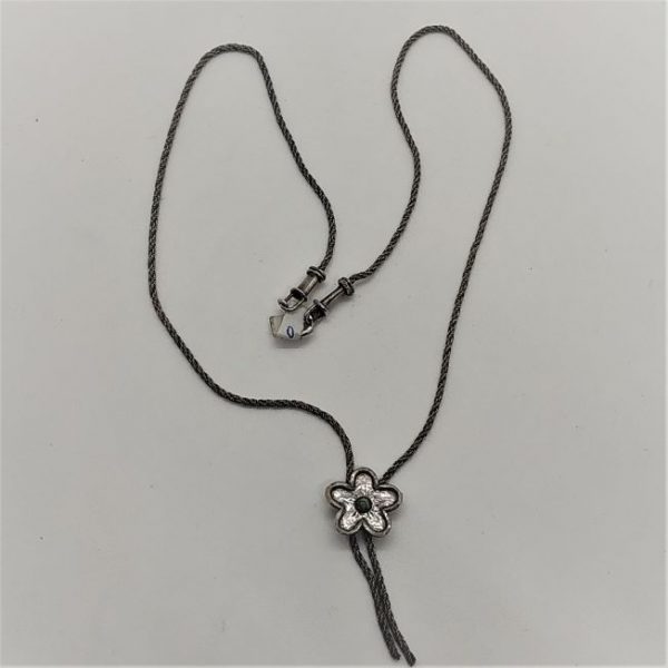 Necklace Sterling Silver Flower Opalite handmade. Handmade necklace with 5 leafs flower shape set with opalite . Dimension 45 cm X 1.7 cm.