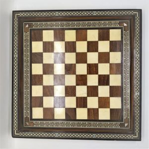 Vintage Handmade Mosaic Wood Chess Board from the middle east 1940's.Perfect condition. Dimension 29.4 cm X 29.4 cm approximately.