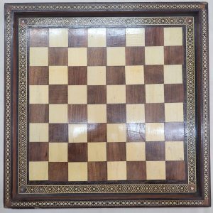 Vintage Handmade Mosaic Wood Chess Board from the middle east 1940's.Perfect condition. Dimension  40 cm X  40 cm approximately.