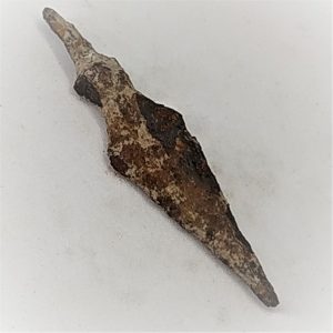 Genuine antique small bronze Roman arrow head antique found in the holy land and dated 1st century AD, 4.2 cm X 1 cm 0.5 cm approximately.