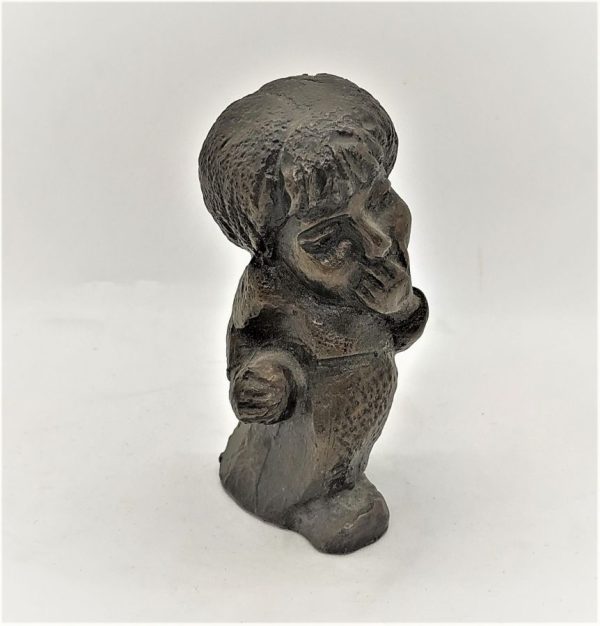 Bronze Sculpture Orthodox Girl eating sweets during Jewish wedding ceremony. Dimension 8.9 cm X  4.6 cm X 3.7 cm approximately.