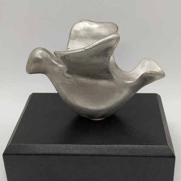 Pewter Sculpture Peace Dove handmade with real pewter modern sculpture by D.Jaron. A flying dove symbolizing peace. Dimension 8.5 cm X 5.7 cm X 7.5 cm.