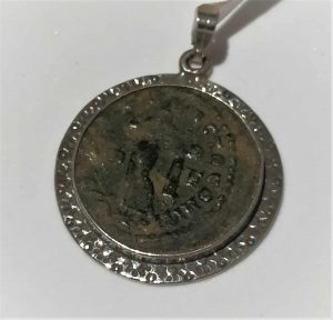 Hand Hammered Silver Pendant set with antique Roman coin. Sterling silver hand hammered pendant set with genuine antique Roman coin.