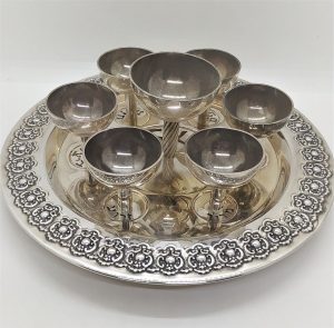 Silver Passover Seder Dish handmade.  Sterling Silver Passover Seder dish handmade by S. Ghatan Katan. Dimension diameter 20 cm X 7 cm.