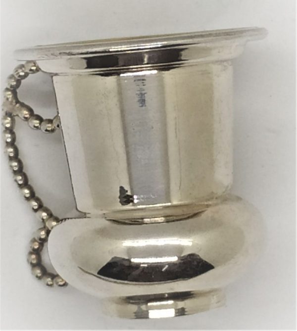 Silver Kiddush Cup Handle silver pearls. Handmade sterling silver Kiddush cup handle pearls shape small cup. Dimension diameter 4.2 cm X 5 cm approximately.