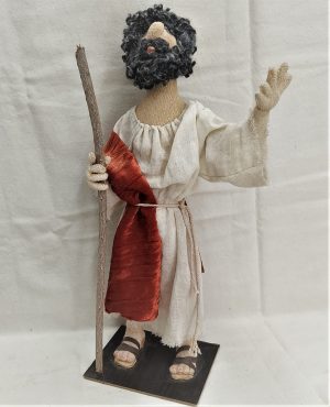 Handmade different fabrics Handmade Doll Biblical Shepherd wearing his humble robe a holding his stick to lead the herd. Made by Irena.