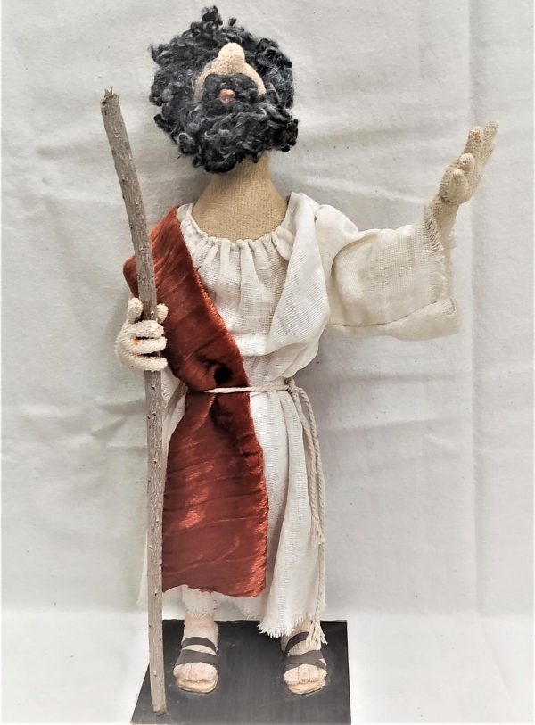 Handmade different fabrics Handmade Doll Biblical Shepherd wearing his humble robe a holding his stick to lead the herd. Made by Irena.
