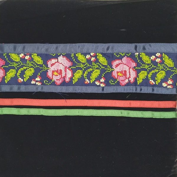 Handmade Tallit Bag Roses Embroidery with three rose flowers embroidered  over black velvet with cotton thread. Made in Israel .
