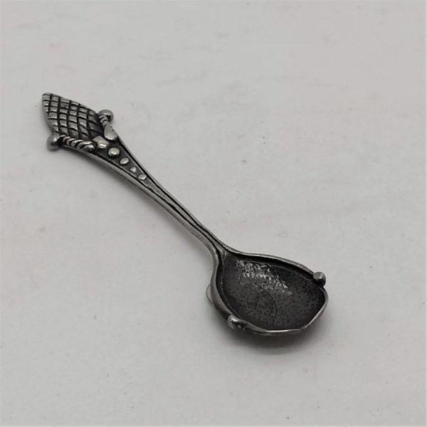 Sterling silver miniature spoon sculpture handmade  useful to spread salt over the bread or food without touching 6 cm X 1.5 cm.