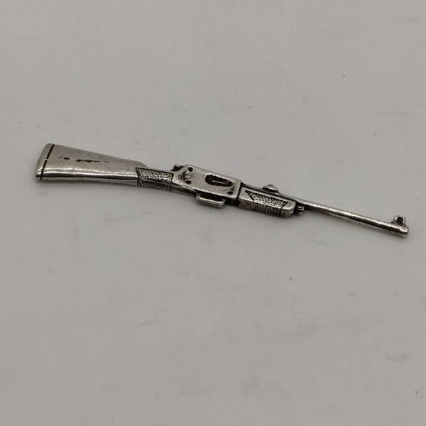 Sterling silver miniature rifle sculpture handmade, i can make it as a pendant or pin by request for additional charge 7.4 cm X1  cm X 0.4 cm.