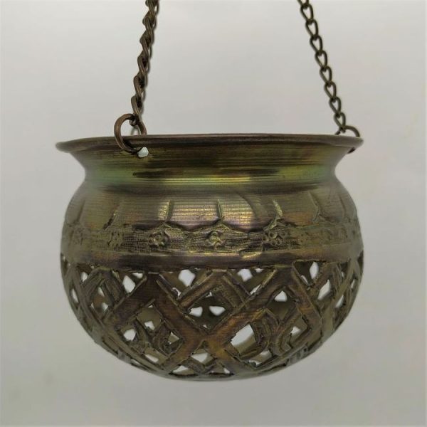 Handmade Vintage brass incense burner cut out with hand hammered design, to make it easy for the incense fume to spread out easily.