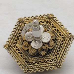 Sterling silver handmade Hanukah dreidel hexagon gold plated fine Yemenite filigree gold plated made by S. Ghatan ( Katan).