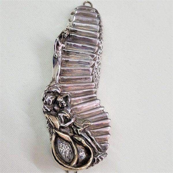 Handmade sterling Silver Mezuzah Jacob's Dream contemporary design of  Jacob dreaming and the angels come up and down the sky.