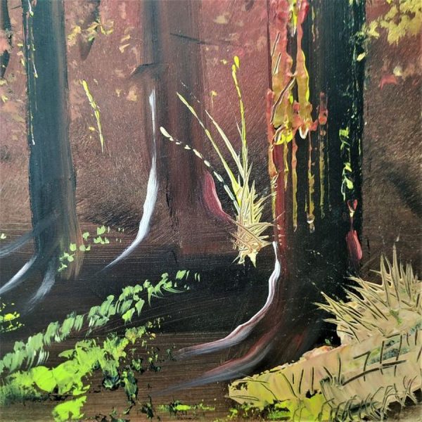 Oil Painting Autumn Forest on  wood board original hand painting by H. Borosh. Dimension 40 cm X 60 cm approximately.