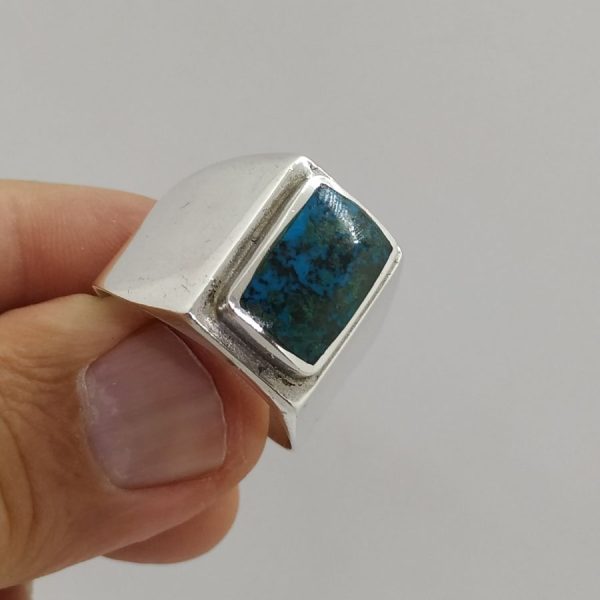 Handmade sterling silver big Elat stone ring suitable for big size man 2 cm X 1.5 cm approximately. European finger size 73, USA 13.25.
