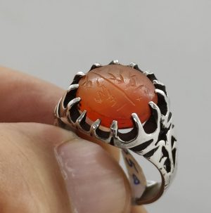 I have set an ancient Agate personal seal from the middle East in Agate seal ring vintage. The ring is new , but oriental style.