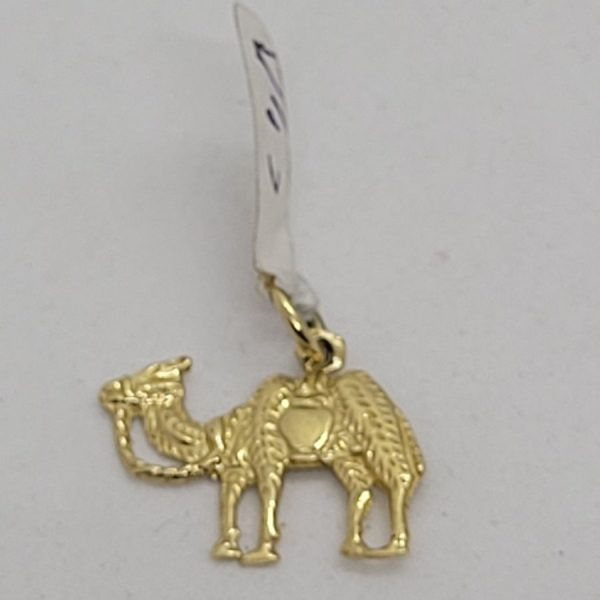Handmade 14 carat yellow gold camel charm pendant made in Israel suitable as a bracelet charm or on neck chain 1.2 cm X 1.7 cm approximately.
