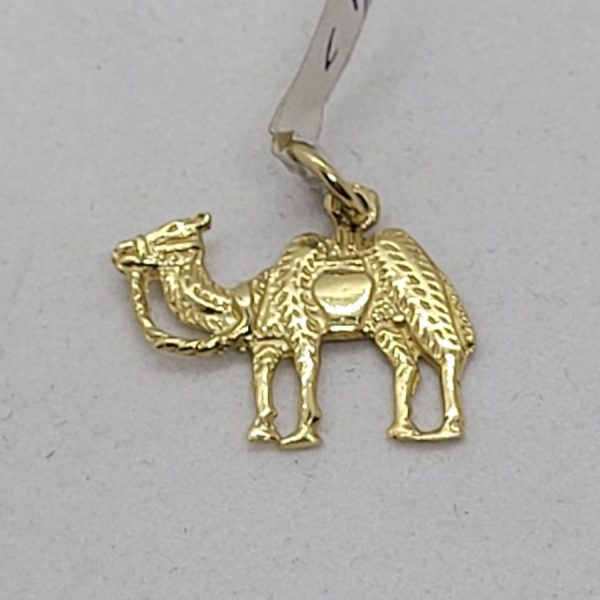 Handmade 14 carat yellow gold camel charm pendant made in Israel suitable as a bracelet charm or on neck chain 1.2 cm X 1.7 cm approximately.