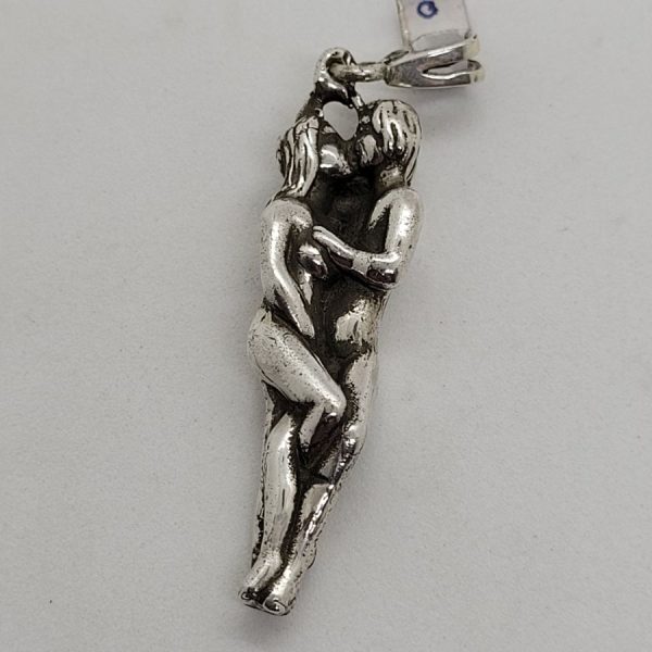 Handmade sterling silver pendant couple making love pendant erotic design.  Can be made in gold by request according to gold price, inquire ahead ordering.