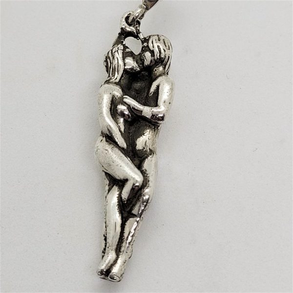 Handmade sterling silver pendant couple making love pendant erotic design.  Can be made in gold by request according to gold price, inquire ahead ordering.
