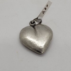 Handmade sterling silver pendant heart brushed finish 3 dimension heart. Proper gift for Valentine day. Dimension 3.8  cm X 2.7 cm X 0.6 cm approximately.