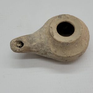 Antique Herodian oil lamp 1st century, King Herod era found in the Holy Land of Israel 1st century CE. Dimension 8.5 cm X  5.5 cm X  4 cm approximately.