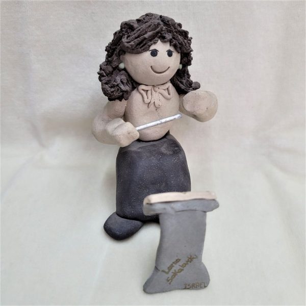 Handmade ceramic sculpture Maestro girl and music stand made in 1980's by Sakolovsky. There are more various characters in stock of Sakolovsky creations.