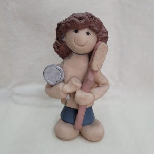 Handmade ceramic sculpture tooth brush and girl made in 1980's by Sakolovsky . There are more various characters in stock of her creations.