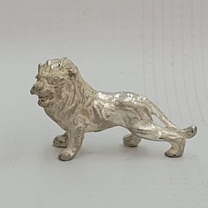 Handmade sterling silver miniature sculpture lion solid heavy made by S Ghatan Katan. Dimension 1 cm X 2.3 cm X 3.3 cm approximately.