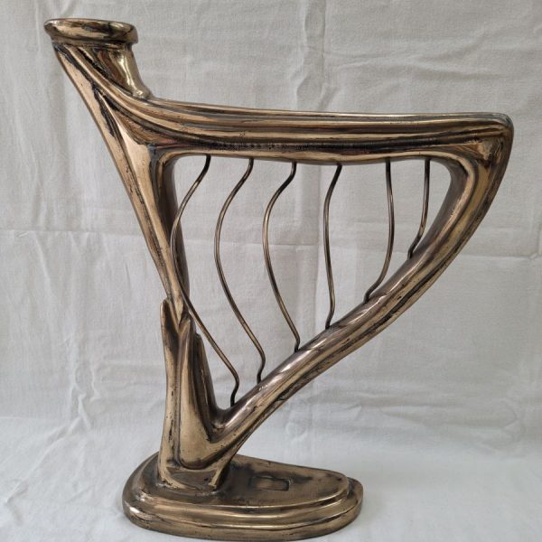 Each sculpture made by Y. Eithan like harp bronze Hanukah Menorah is an original design and one of a kind, he does not repeat his designs.