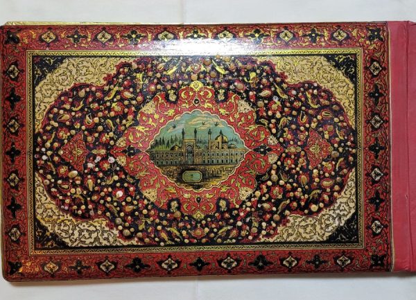 Vintage Middle East album hand painted in the middle east early 20th century. On each page there is a romantic drawing of lovers.