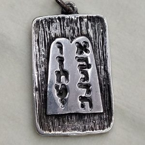 Sterling silver ten commandments pendant cutout handmade. I can make it in 14 carat gold by request. Dimension 1.9 cm X 2.9 cm X 1.2 cm approximately.