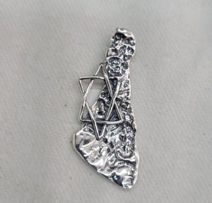 Handmade sterling silver huge Israel map pendant, with an abstract looking Israel map, solidarity for Israel in these hard time 4 cm X 1.3 cm approximately.