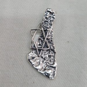 Handmade sterling silver huge Israel map pendant, with an abstract looking Israel map, solidarity for Israel in these hard time 4 cm X 1.3 cm approximately.