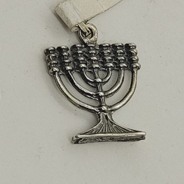 Handmade sterling silver medium Menorah pendant with solid base seven branches, can be made in gold by request 1.8cm X 2.2 cm X 0.5 cm approximately.
