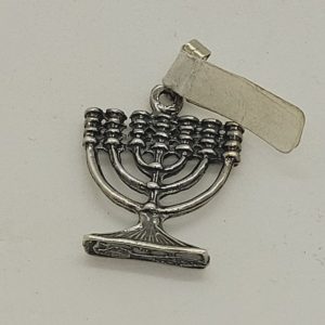 Handmade sterling silver medium Menorah pendant with solid base seven branches, can be made in gold by request 1.8cm X 2.2 cm X 0.5 cm approximately.